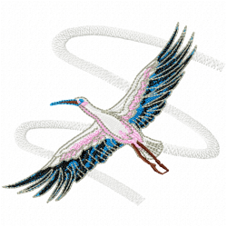 Stork Embroidery Design 2